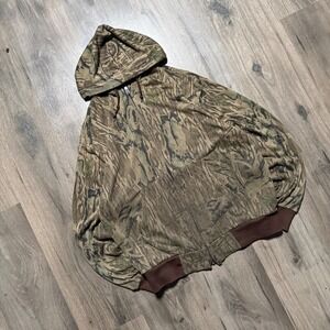 Vintage 80s Muleskins Camo Lightweight See Through Zip Up Hoodie Mens L USA